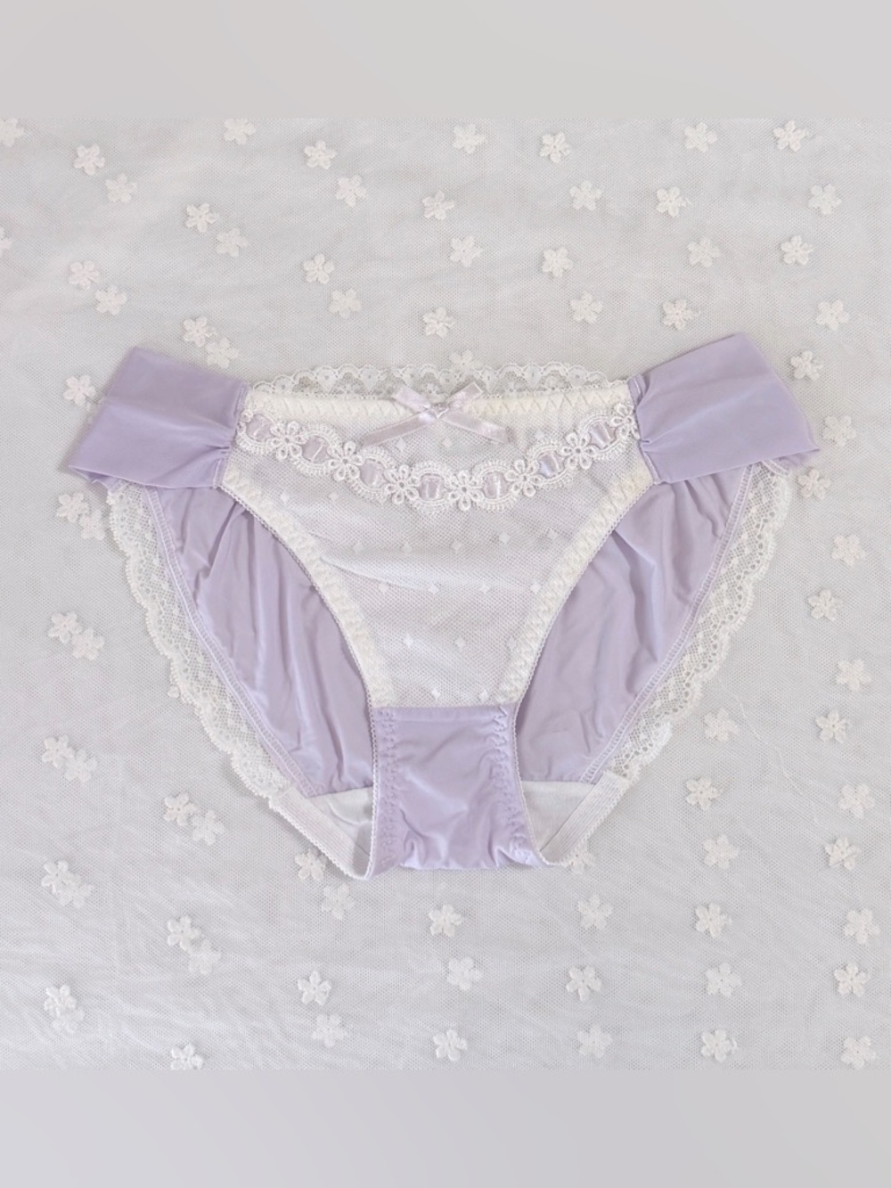 US-S Japanese Cute Satin Bow Ribbon Decoration Comfortable Waist Nylon Panties
